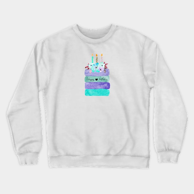 Happy Birthday blue cake Crewneck Sweatshirt by Anines Atelier